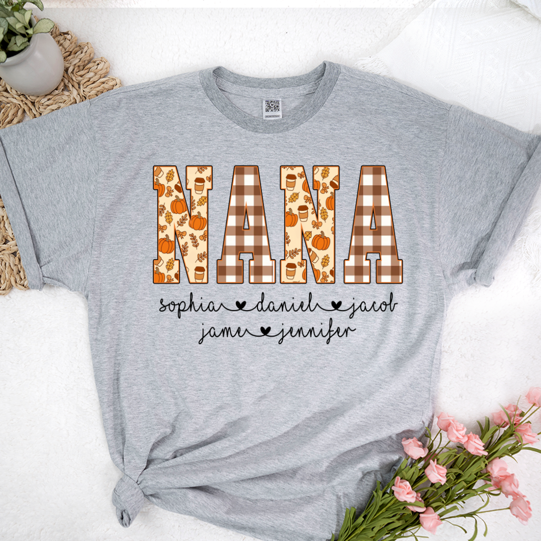 Autumn Nana Custom Nana And Grankids Fall Vibes Shirt