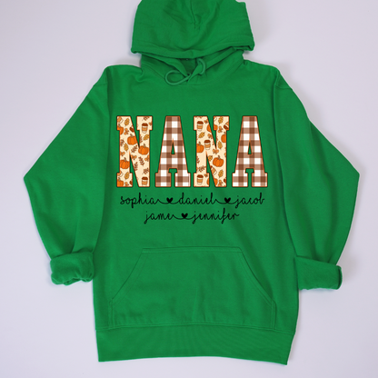 Autumn Nana Custom Nana And Grankids Fall Vibes Shirt