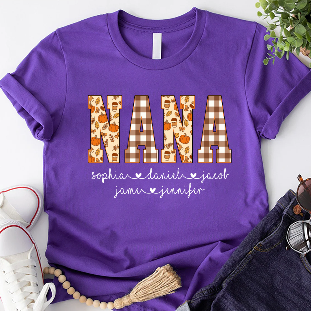 Autumn Nana Custom Nana And Grankids Fall Vibes Shirt