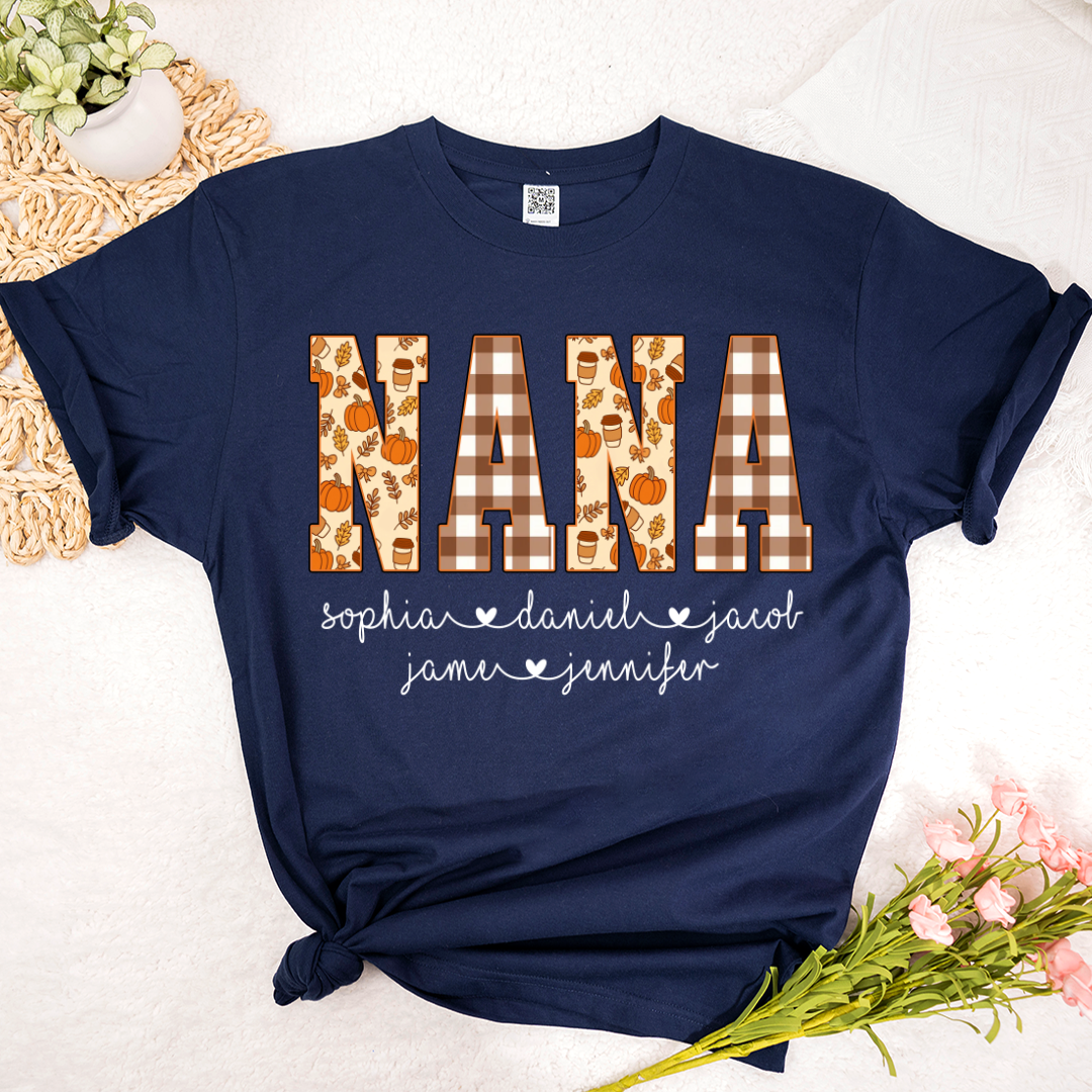 Autumn Nana Custom Nana And Grankids Fall Vibes Shirt
