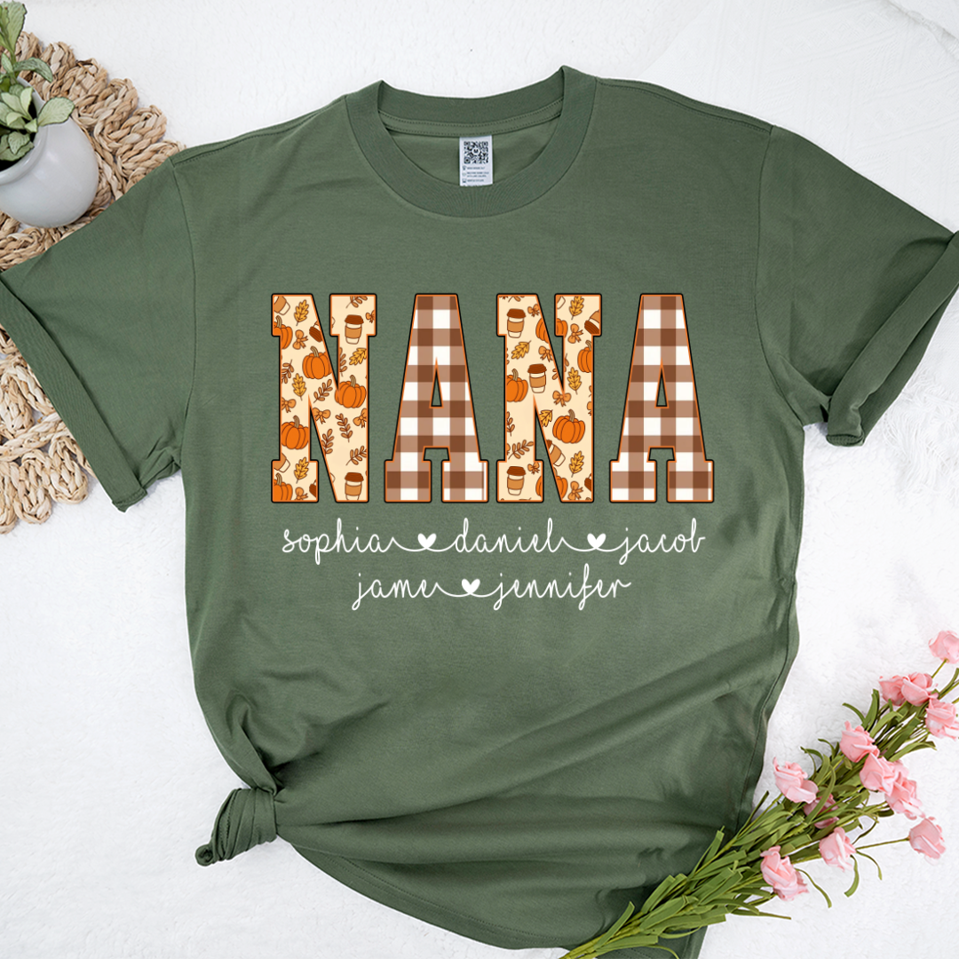 Autumn Nana Custom Nana And Grankids Fall Vibes Shirt