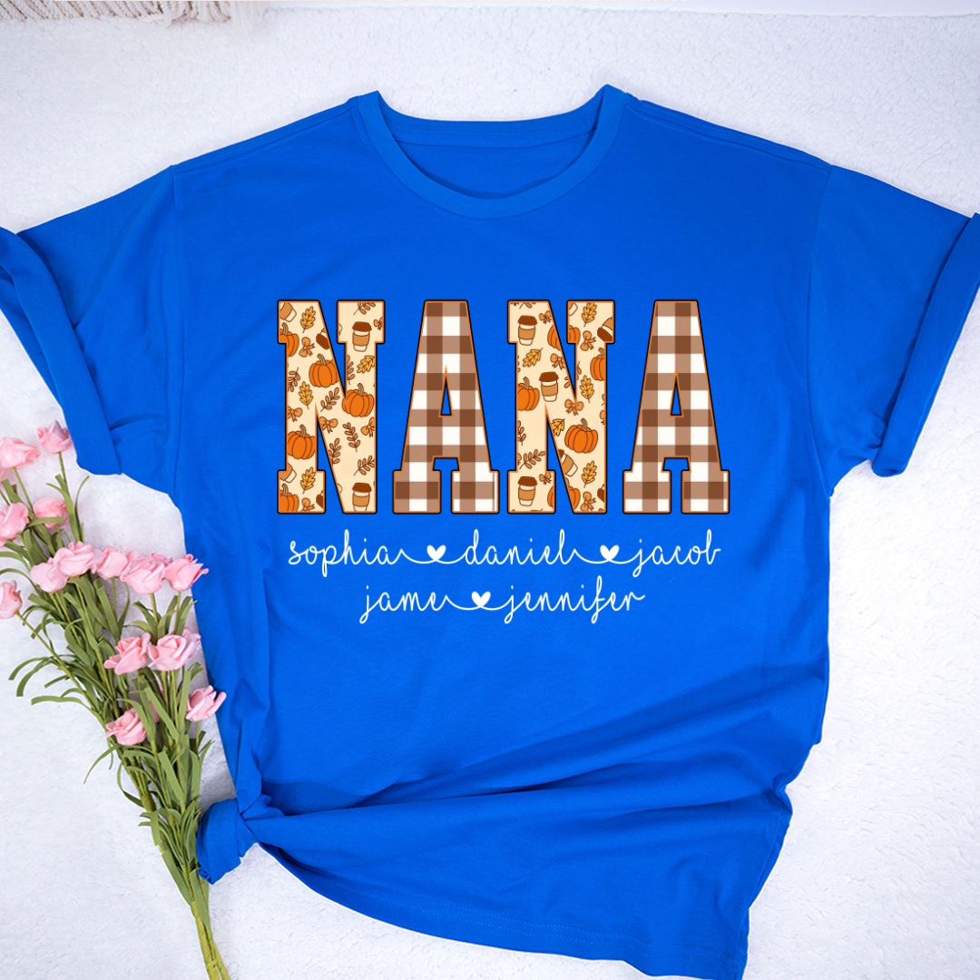 Autumn Nana Custom Nana And Grankids Fall Vibes Shirt