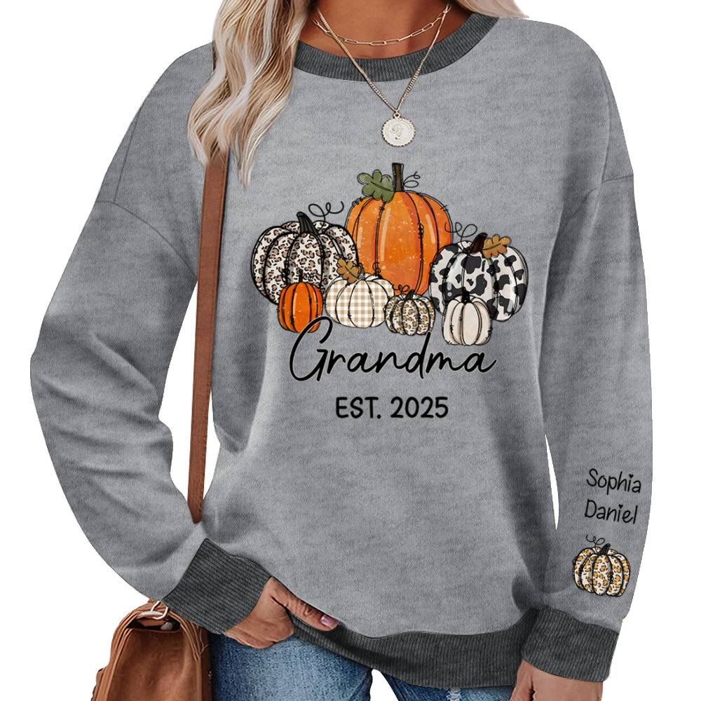 Autumn Pumpkin Grandma And Grandkids Personalized