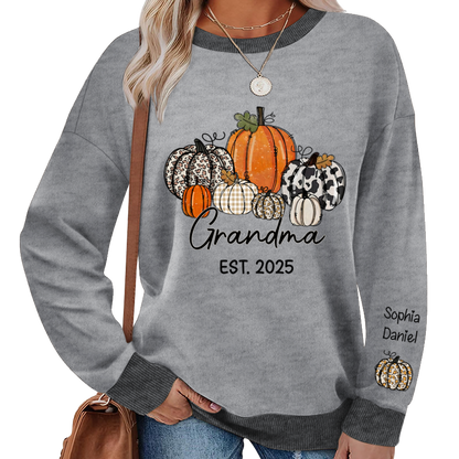 Autumn Pumpkin Grandma And Grandkids Personalized