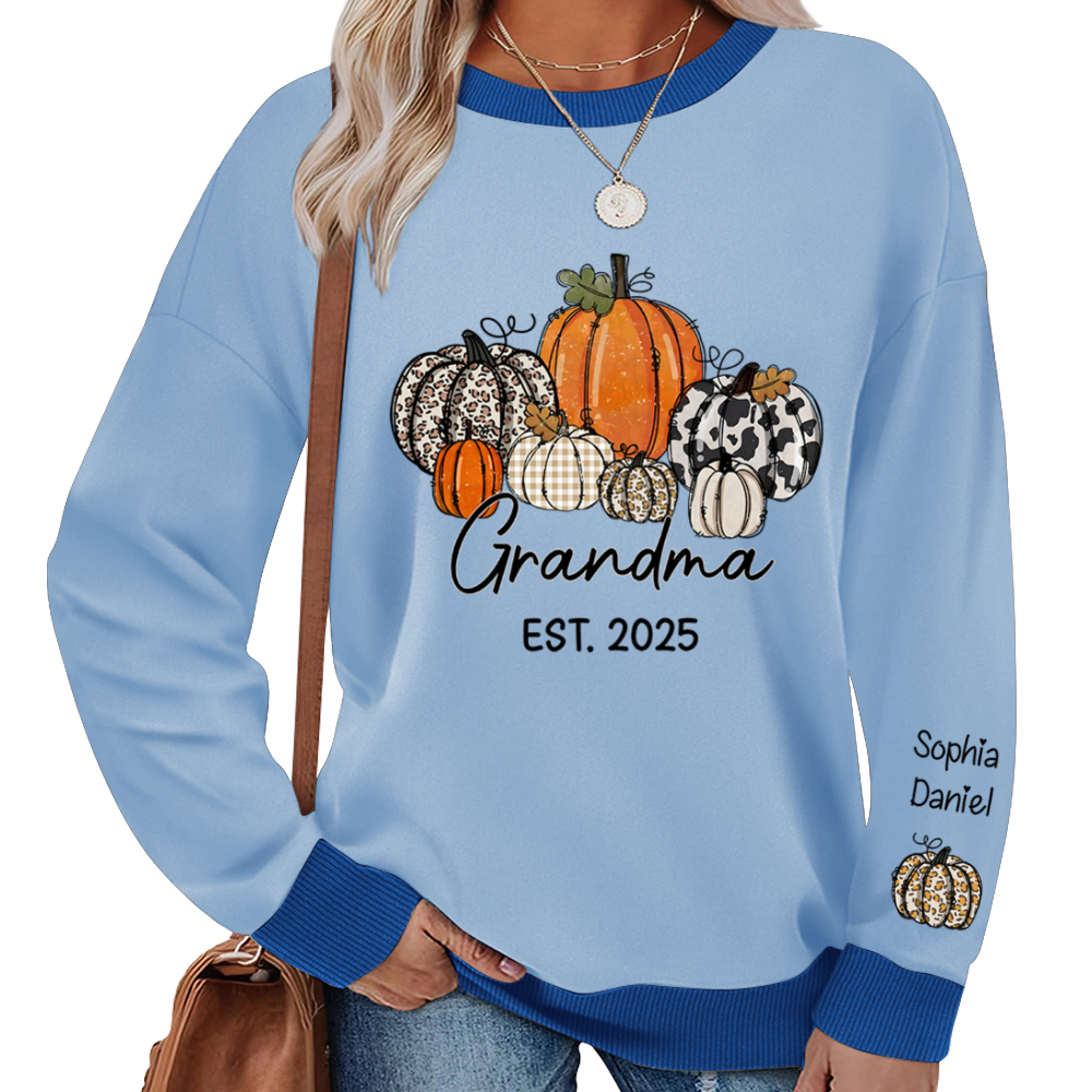 Autumn Pumpkin Grandma And Grandkids Personalized