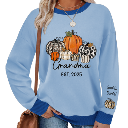 Autumn Pumpkin Grandma And Grandkids Personalized