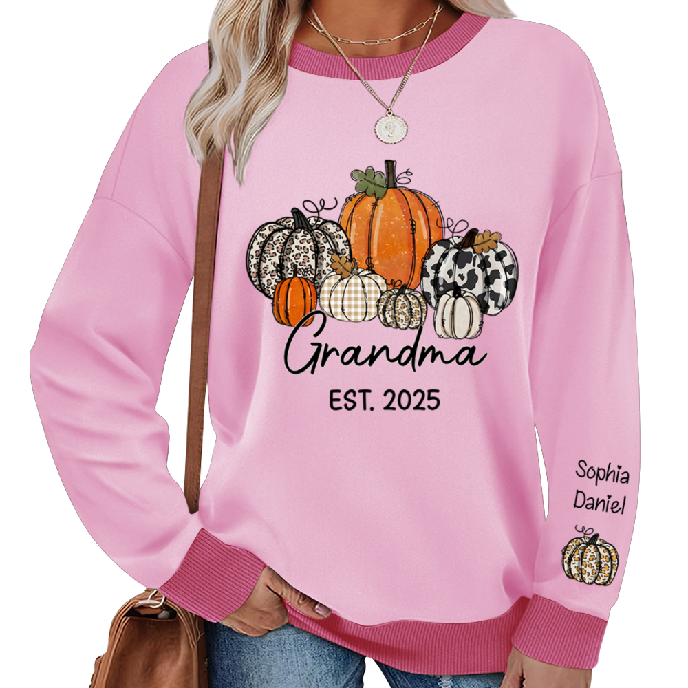 Autumn Pumpkin Grandma And Grandkids Personalized