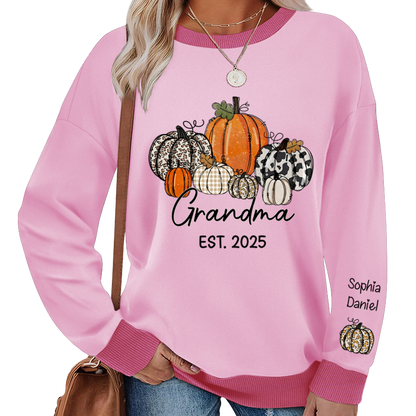 Autumn Pumpkin Grandma And Grandkids Personalized