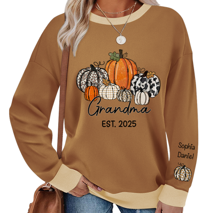 Autumn Pumpkin Grandma And Grandkids Personalized