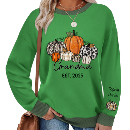 Autumn Pumpkin Grandma And Grandkids Personalized