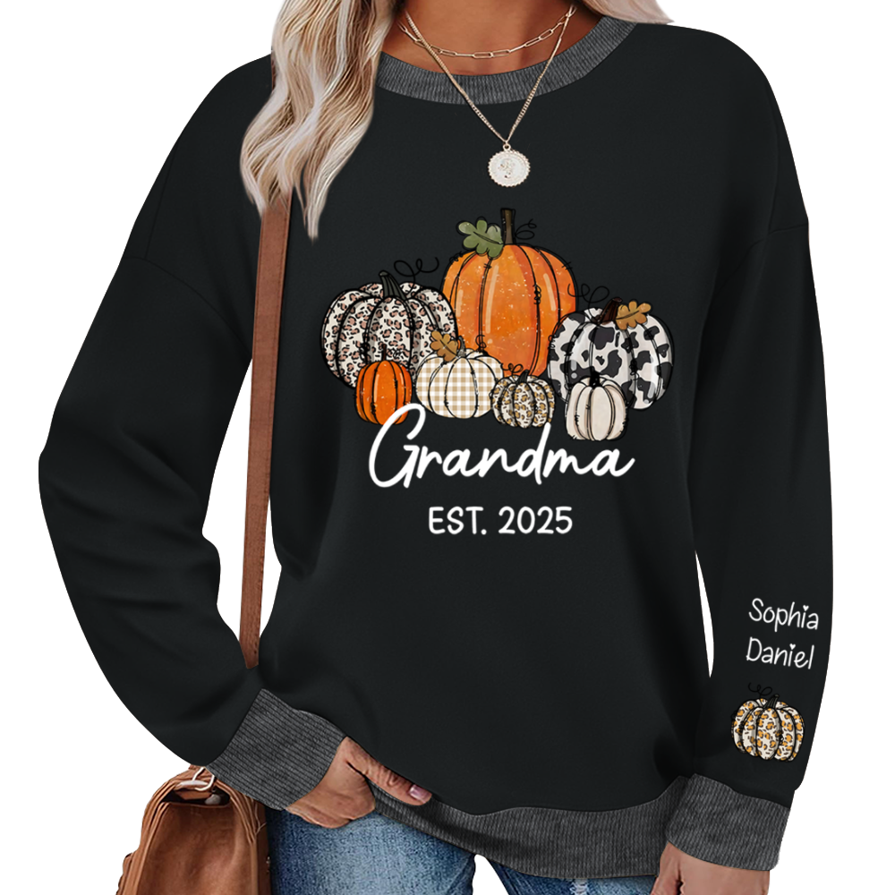 Autumn Pumpkin Grandma And Grandkids Personalized