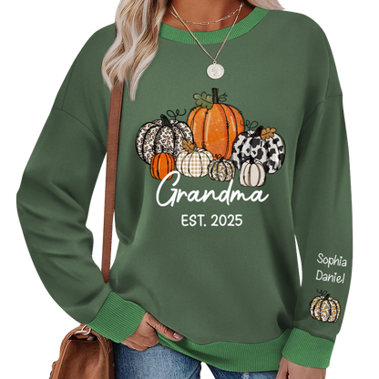 Autumn Pumpkin Grandma And Grandkids Personalized