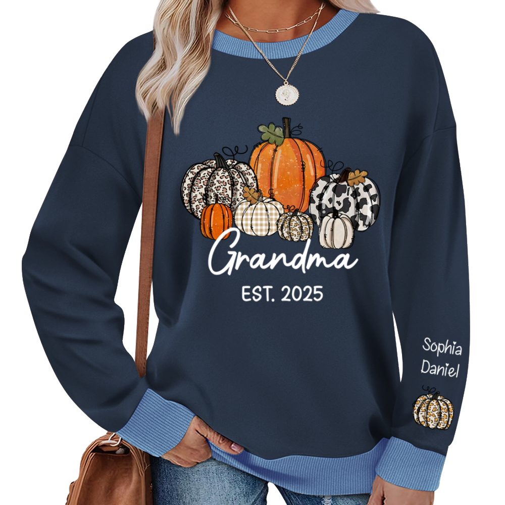 Autumn Pumpkin Grandma And Grandkids Personalized