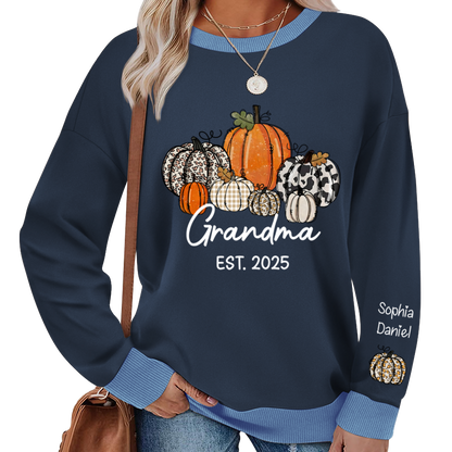 Autumn Pumpkin Grandma And Grandkids Personalized