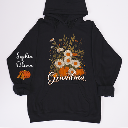 Autumn Pumpkin Grandma Custom Grandma And Grandkids Shirt