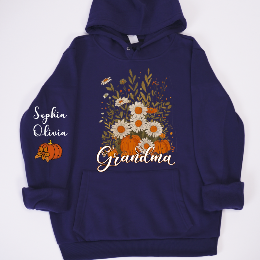 Autumn Pumpkin Grandma Custom Grandma And Grandkids Shirt