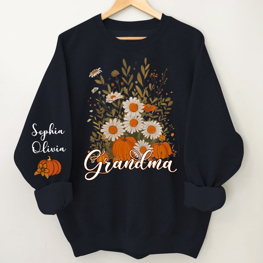 Autumn Pumpkin Grandma Custom Grandma And Grandkids Shirt