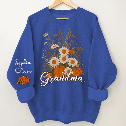 Autumn Pumpkin Grandma Custom Grandma And Grandkids Shirt
