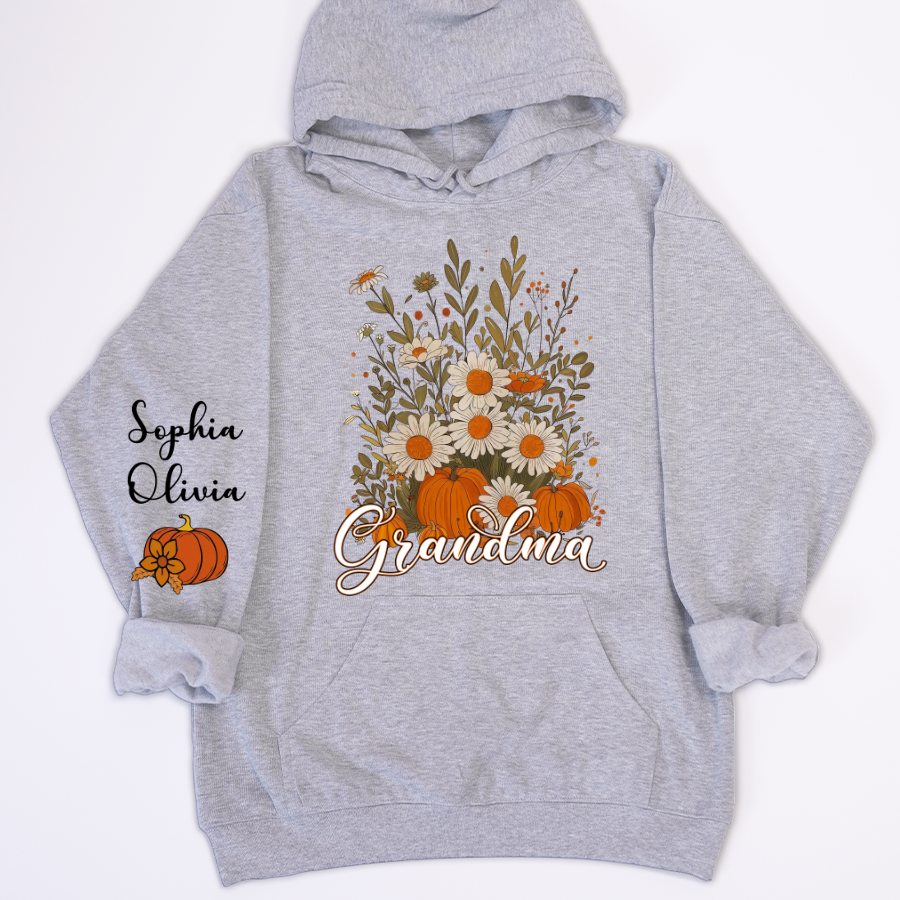 Autumn Pumpkin Grandma Custom Grandma And Grandkids Shirt