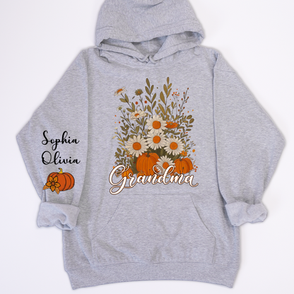 Autumn Pumpkin Grandma Custom Grandma And Grandkids Shirt