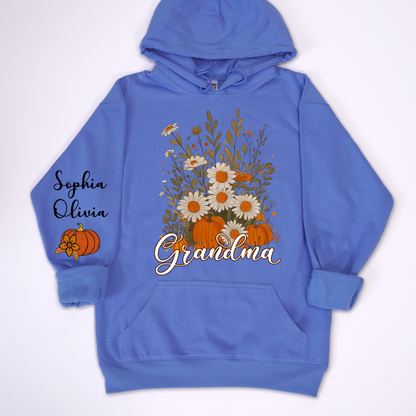 Autumn Pumpkin Grandma Custom Grandma And Grandkids Shirt