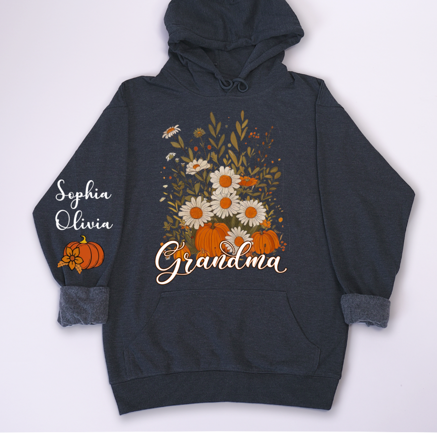 Autumn Pumpkin Grandma Custom Grandma And Grandkids Shirt