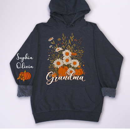 Autumn Pumpkin Grandma Custom Grandma And Grandkids Shirt