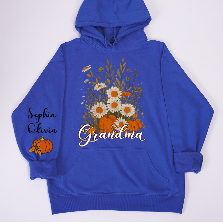 Autumn Pumpkin Grandma Custom Grandma And Grandkids Shirt