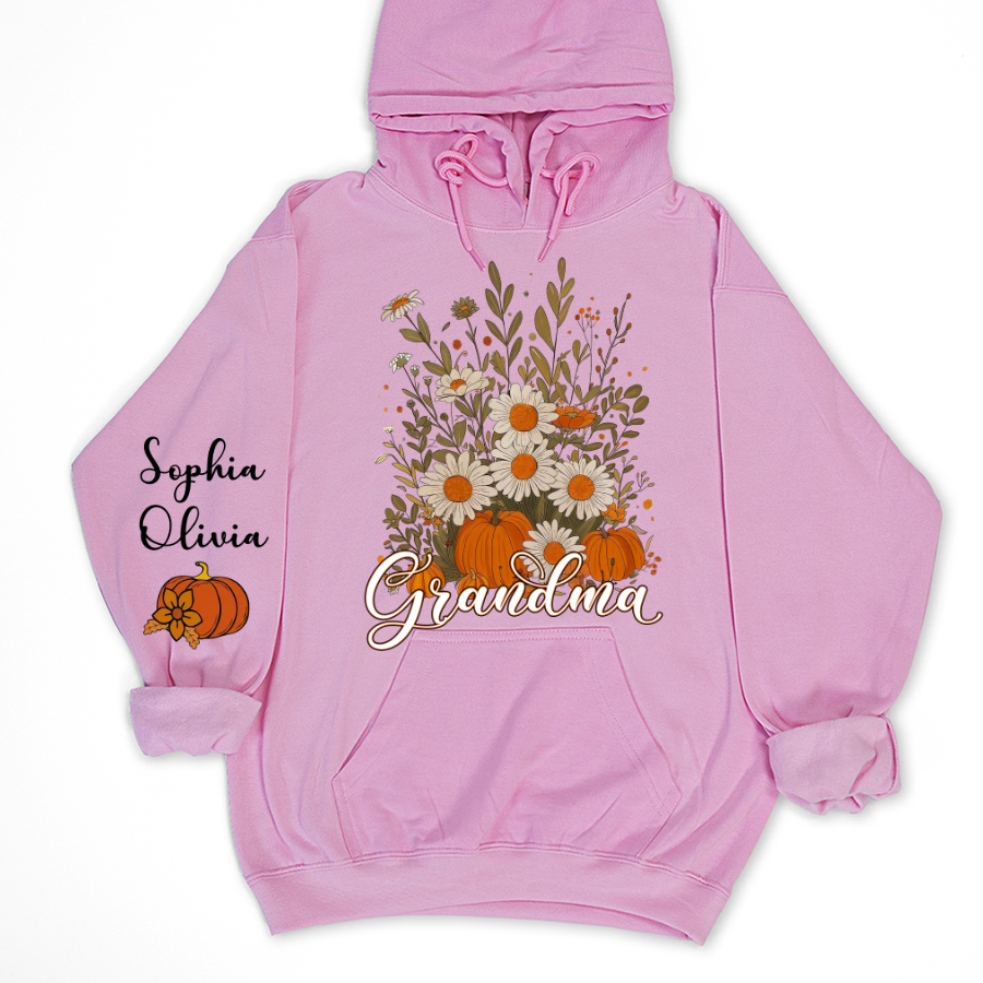 Autumn Pumpkin Grandma Custom Grandma And Grandkids Shirt