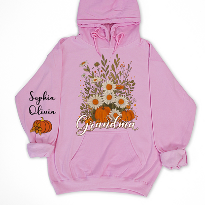 Autumn Pumpkin Grandma Custom Grandma And Grandkids Shirt