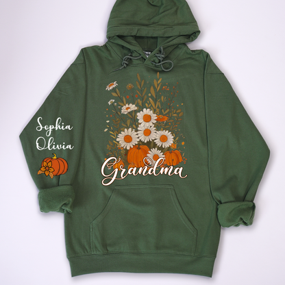 Autumn Pumpkin Grandma Custom Grandma And Grandkids Shirt
