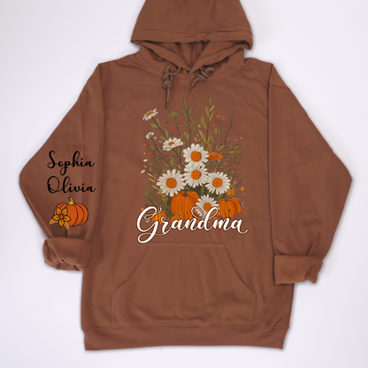 Autumn Pumpkin Grandma Custom Grandma And Grandkids Shirt