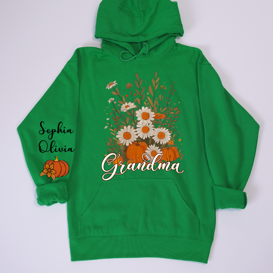 Autumn Pumpkin Grandma Custom Grandma And Grandkids Shirt