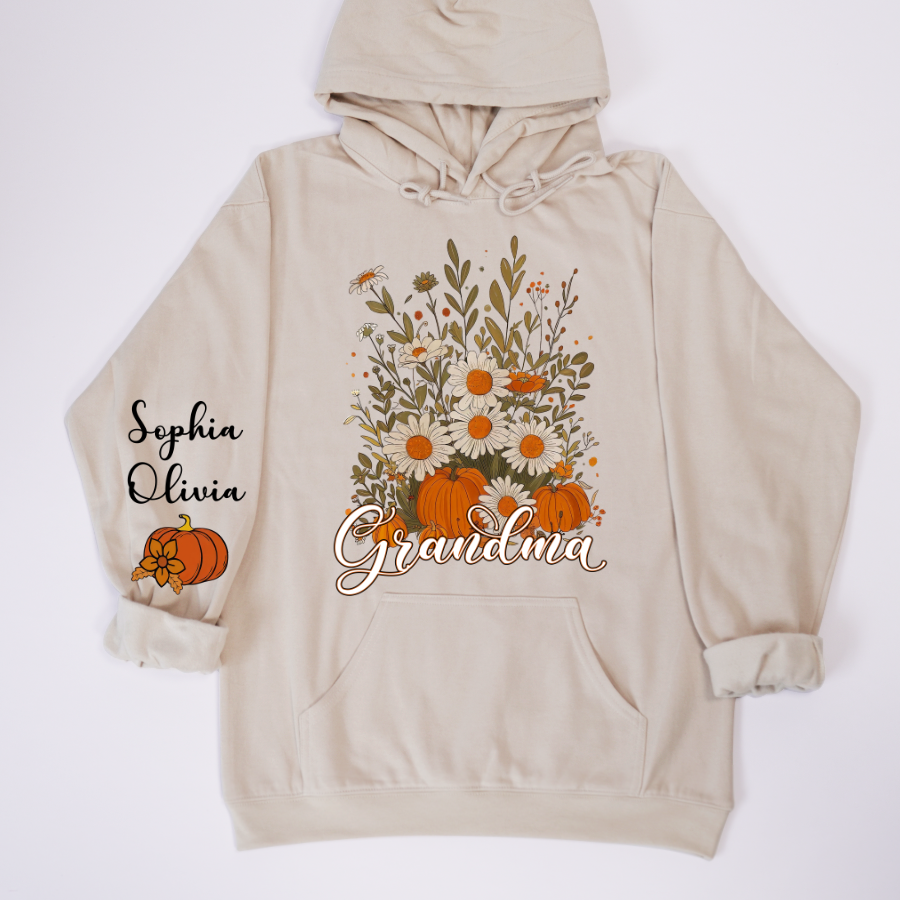 Autumn Pumpkin Grandma Custom Grandma And Grandkids Shirt