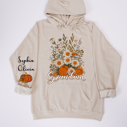 Autumn Pumpkin Grandma Custom Grandma And Grandkids Shirt
