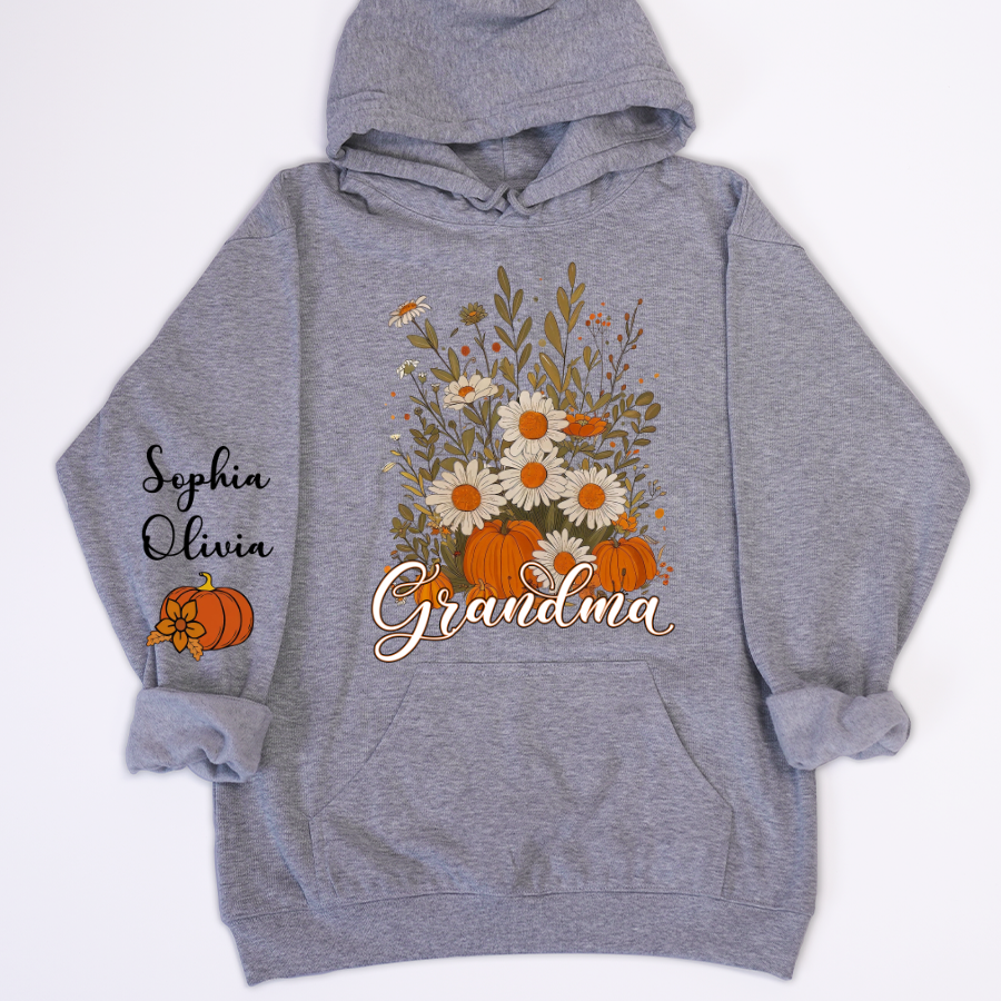 Autumn Pumpkin Grandma Custom Grandma And Grandkids Shirt