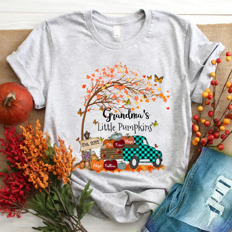 Autumn Tree Grandma's Little Pumpkins Est T-Shirt