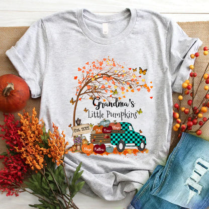 Autumn Tree Grandma's Little Pumpkins Est T-Shirt