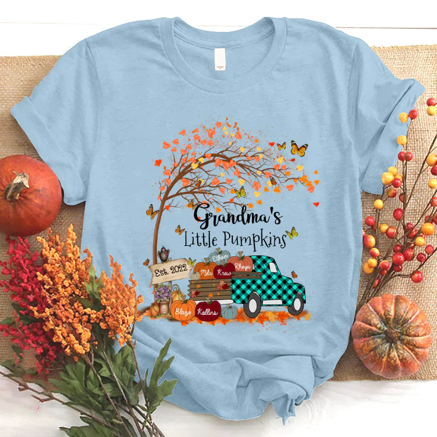 Autumn Tree Grandma's Little Pumpkins Est T-Shirt
