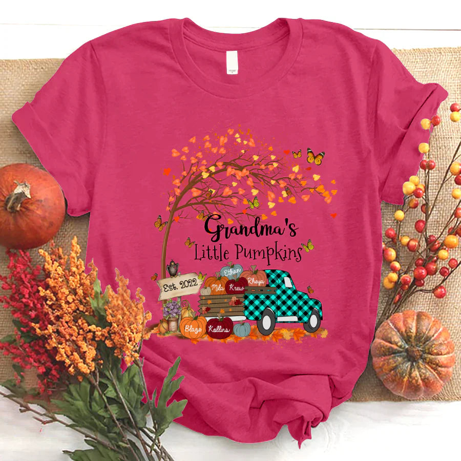 Autumn Tree Grandma's Little Pumpkins Est T-Shirt