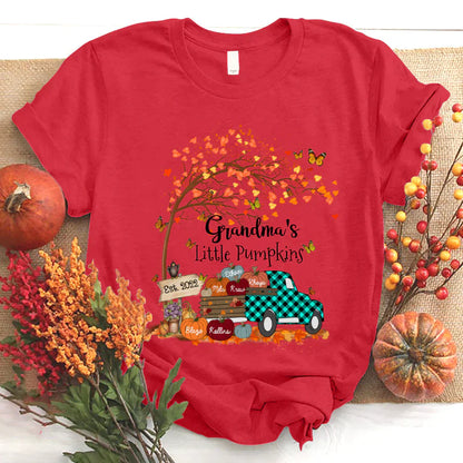 Autumn Tree Grandma's Little Pumpkins Est T-Shirt