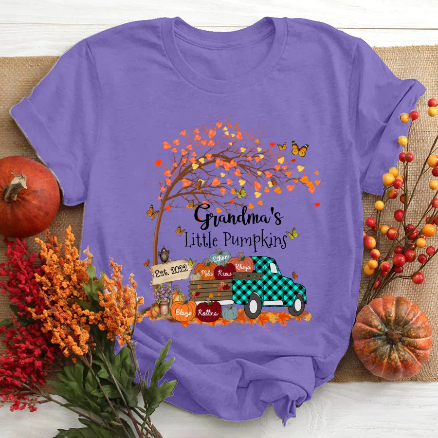Autumn Tree Grandma's Little Pumpkins Est T-Shirt