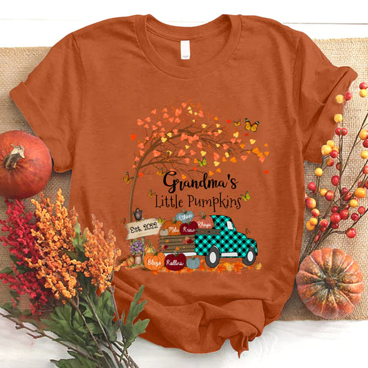 Autumn Tree Grandma's Little Pumpkins Est T-Shirt