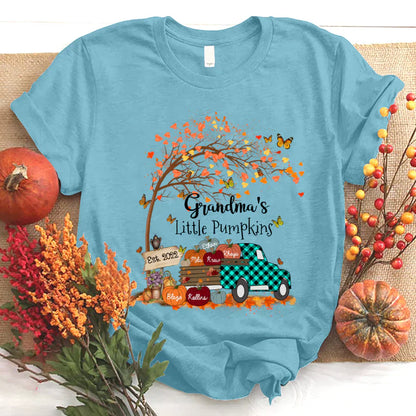 Autumn Tree Grandma's Little Pumpkins Est T-Shirt