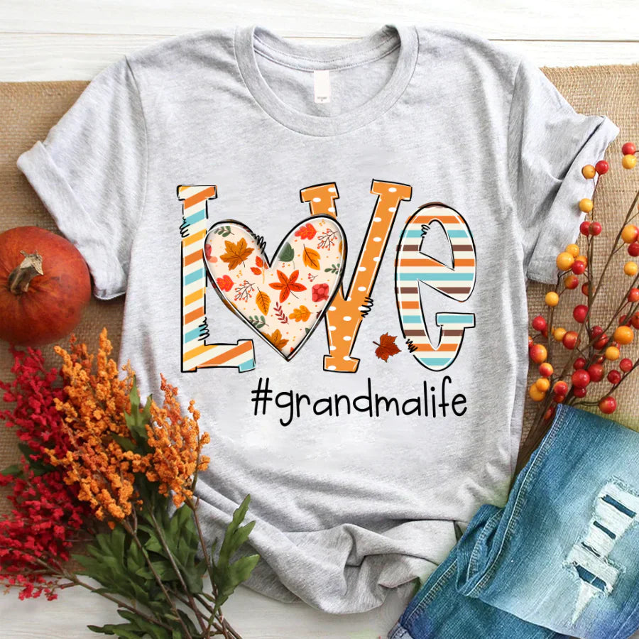 Personalized grandma life autumn custom name 2022 T-Shirt
