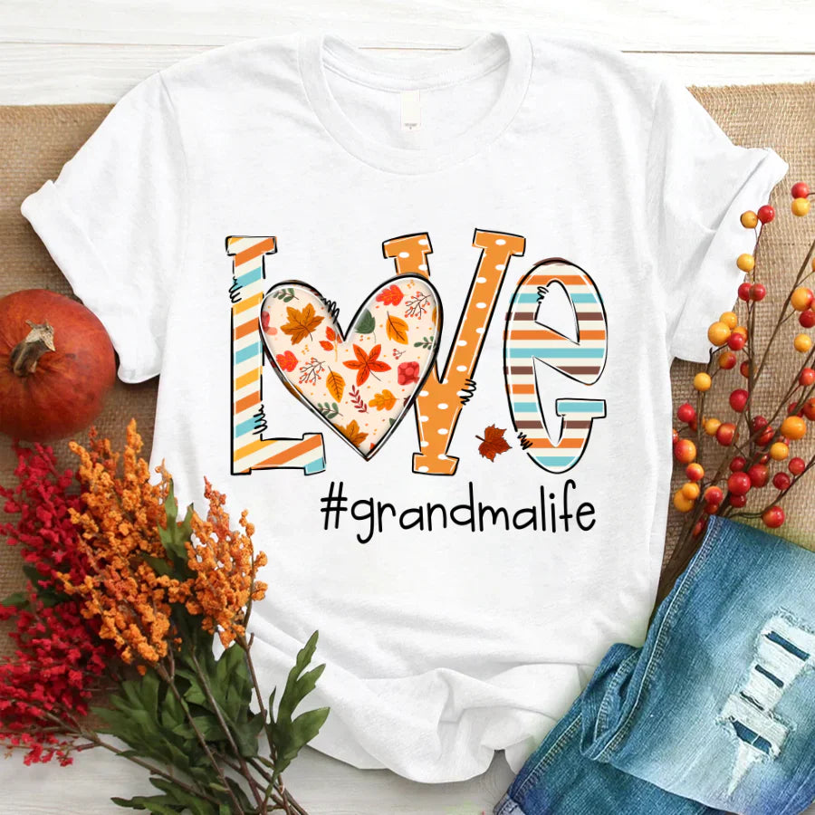 Personalized grandma life autumn custom name 2022 T-Shirt
