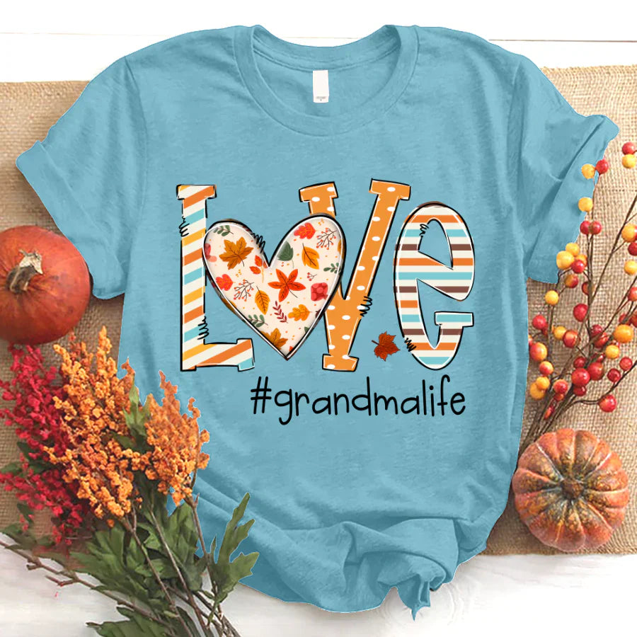Personalized grandma life autumn custom name 2022 T-Shirt