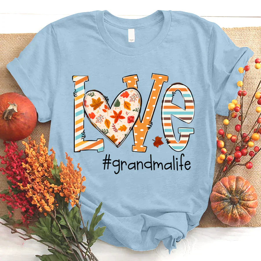 Personalized grandma life autumn custom name 2022 T-Shirt