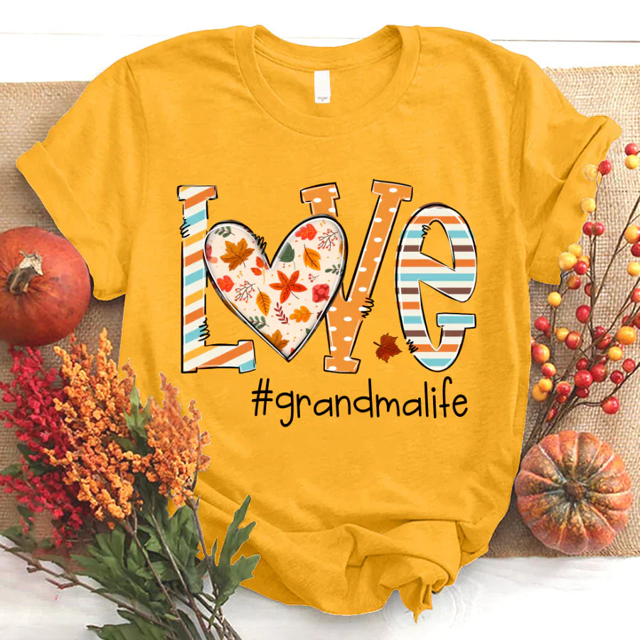 Personalized grandma life autumn custom name 2022 T-Shirt