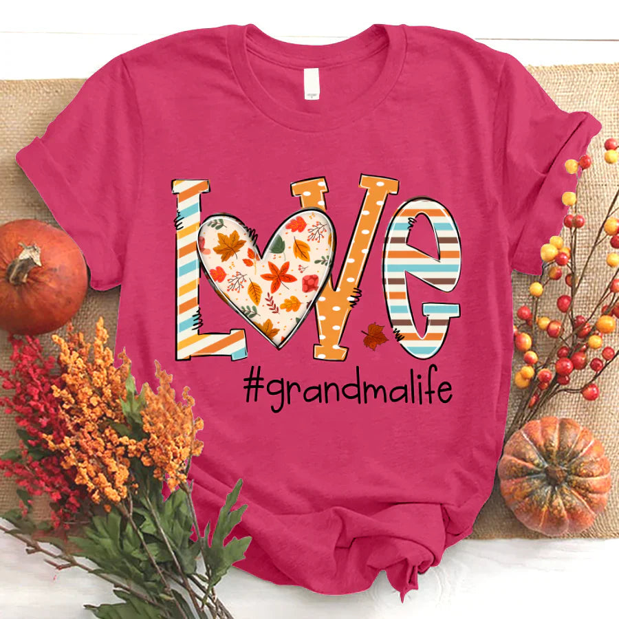 Personalized grandma life autumn custom name 2022 T-Shirt